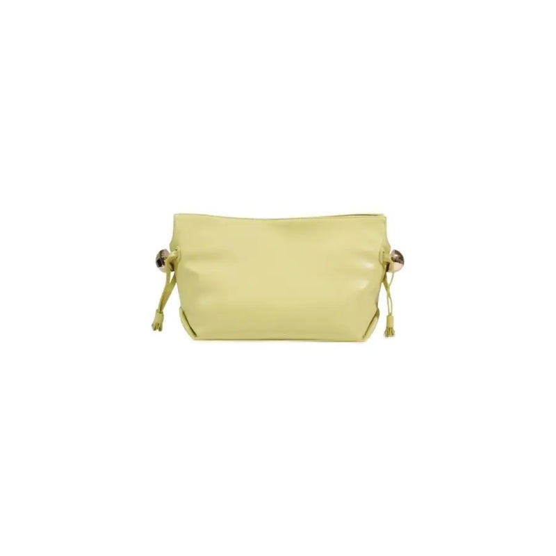 Liu jo green polyurethane handbag in pale yellow glossy leather with gold-tone hardware and matching drawstring ties
