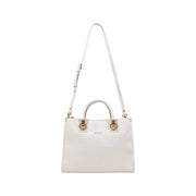 White crocodile-embossed leather Liu Jo shoulder handbag with gold hardware and detachable strap