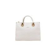 White faux leather Liu Jo shoulder handbag with gold-tone hardware and zipper closure