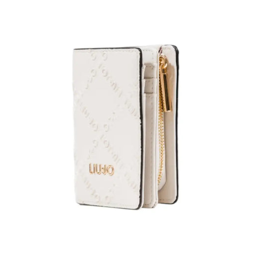 White Liu Jo polyurethane zip wallet with embossed logo and gold zipper