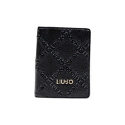 Liu Jo black passport holder with embossed logo and gold branding