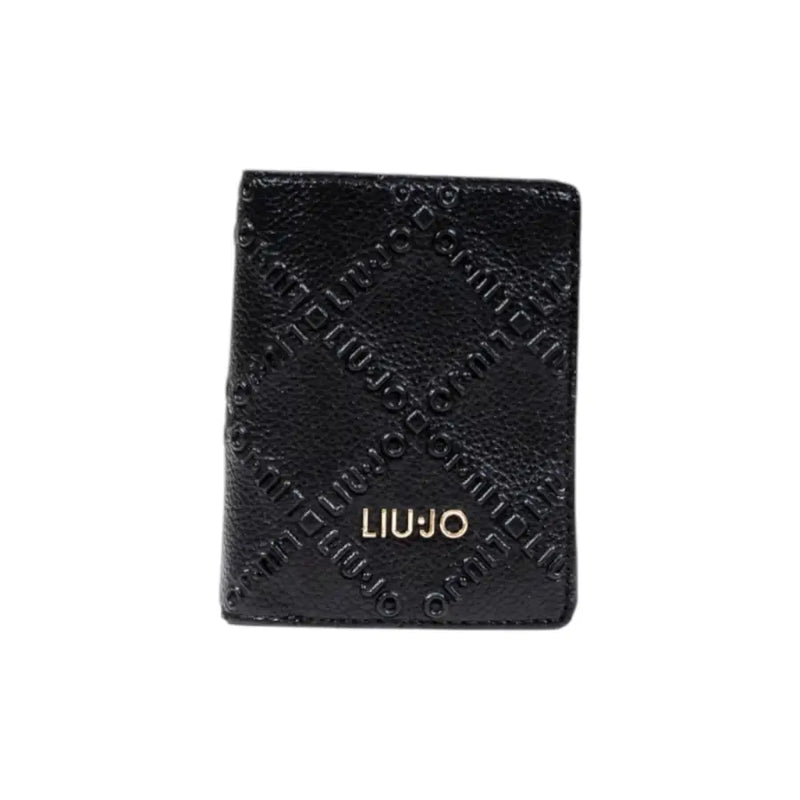 Liu Jo black passport holder with embossed logo and gold branding