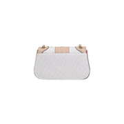 Liu jo white shoulder bag with beige crossbody design embossed logo and gold-tone hardware accents