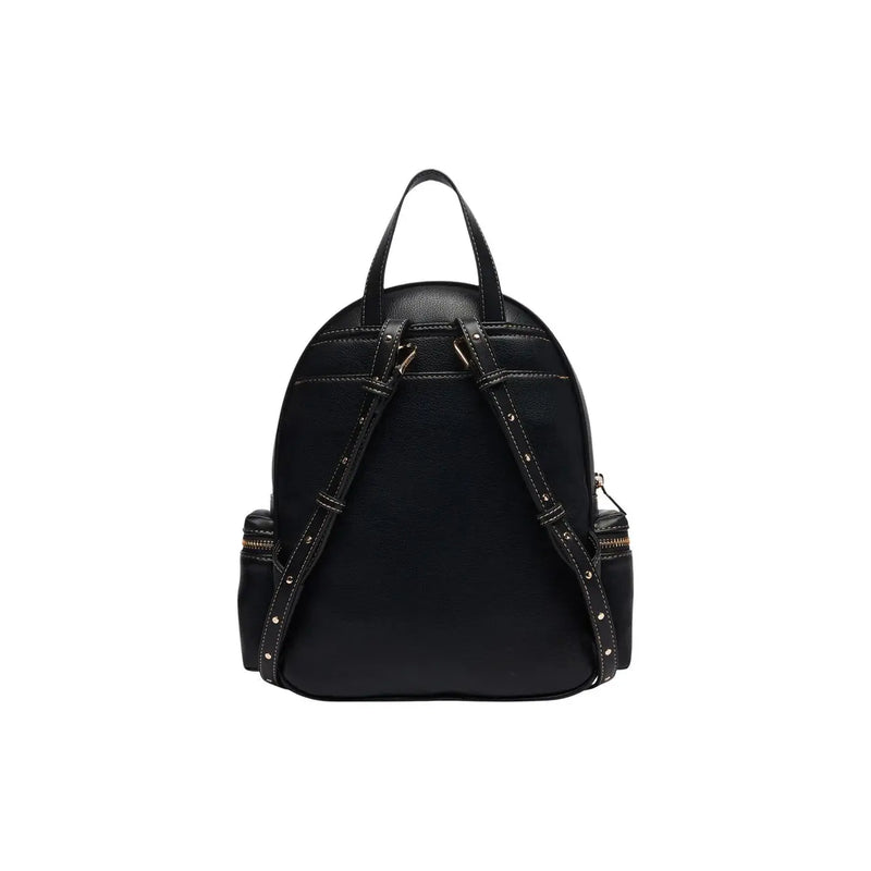 Liu Jo Schwarzer Damen-Rucksack aus Kunstleder mit Nietenriemen und seitlichen Reißverschlusstaschen, 30 cm