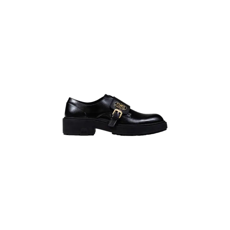 Liu Jo Schwarzer Damen-Monk-Strap-Schuh aus Kunstleder mit goldener Schnalle