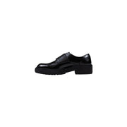 Liu jo women black faux leather oxford shoe with chunky sole and strap closure for fall winter wear