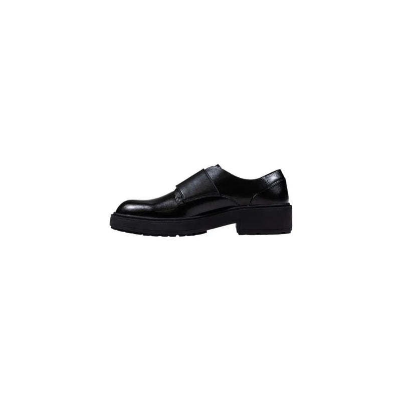 Liu jo women black faux leather oxford shoe with chunky sole and strap closure for fall winter wear