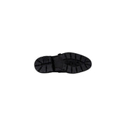 Black rubber sole with deep tread and embossed Liu Jo logo on women black faux leather lace up shoes fall winter