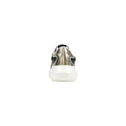 Liu Jo women black platform sneakers featuring sleek metallic gold and black polyurethane with chunky white sole