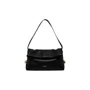 Liu Jo women black polyester shoulder bag with sleek glossy finish and gold tone hardware accents 30x20x7 cm