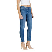Liu Jo Damen-Jeans aus blauem Baumwollmischgewebe mit schmaler Passform und verkürztem Saum, der von vorne sichtbar ist