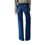 Liu Jo Damen-Stretchjeans aus dunkelblauem Denim mit geradem Bein und dezenter Auswaschung an den Oberschenkeln