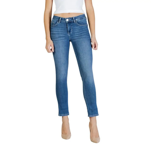 Liu Jo women blue cotton stretch slim fit cropped jeans back view