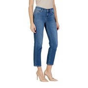 Liu Jo Damen-Jeans aus blauem Denim mit mittelhohem Bund und geradem Bein sowie Used-Look-Details