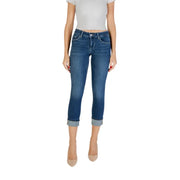 Damen-Capri-Jeans aus mittelblauem Denim mit umgeschlagenem Saum von Liu Jo für die Herbst-Winter-Saison