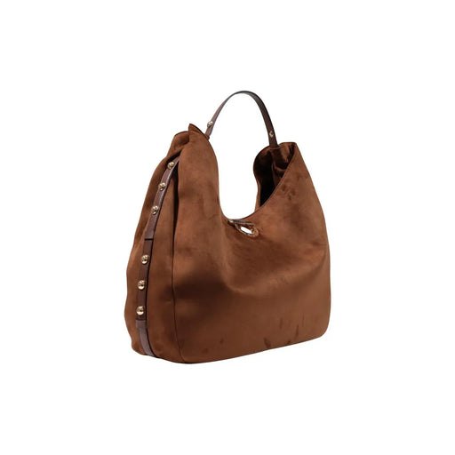 Liu Jo Damen-Hobo-Tasche aus braunem Wildleder mit Lederriemen und Metallnieten, Polyurethan, 48 x 34 cm