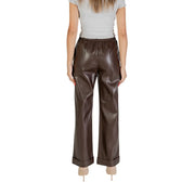 Liu Jo Braune Damen-Polyesterhose mit weitem Bein, elastischem Bund und umgeschlagenen Säumen für Herbst und Winter
