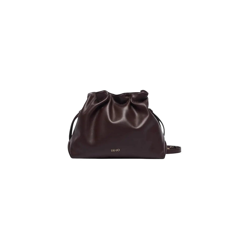 Liu jo women brown polyurethane shopping bag 32cm with sleek dark brown leather crossbody design and drawstring top closure