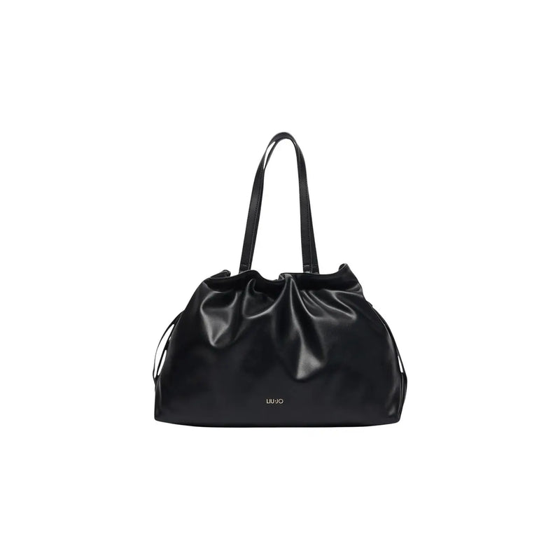 Liu jo women brown polyurethane shopping bag 32cm with minimalist black leather drawstring tote design and subtle logo