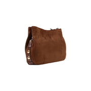 Liu jo women brown small handbag in brown suede with dark brown leather trim and gold-tone hardware polyester w30cm