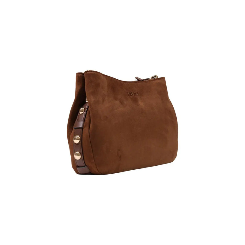 Liu jo women brown small handbag in brown suede with dark brown leather trim and gold-tone hardware polyester w30cm
