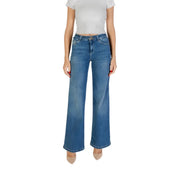 Liu Jo Damen-Jeans aus mittelblauem Baumwollmischgewebe mit hohem Bund, weitem Bein und klassischem Fünf-Taschen-Design