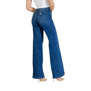 Rückseite der Liu Jo Damen-Schlaghose, hochgeschnittene blaue Jeans aus Denim mit klassischem Gesäßtaschen-Design, Größe A