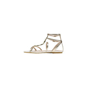 Liu Jo women gold strappy sandal with flat polyurethane sole and delicate ankle straps