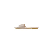 Beige leather slide sandal by Liu Jo with minimalist design and flat sole for women spring shoes