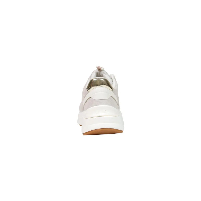 Liu Jo women leather sneakers white slip with chunky sole and metallic gold accents on the heel back side