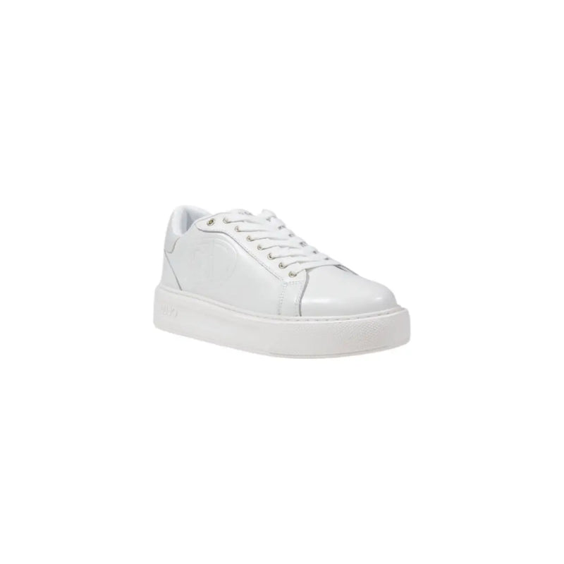 White platform sneaker by Liu Jo women featuring a glossy leather upper and matching laces for spring summer wear