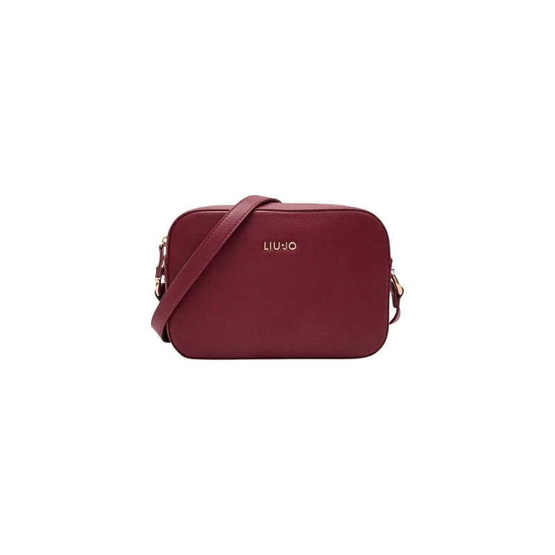 A burgundy liu jo women red crossbody bag with textured polyurethane leather finish and gold-tone hardware w24cm