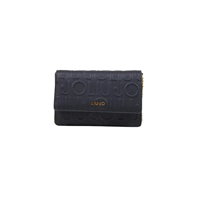 Black Liu Jo wallet with embossed logo pattern and gold-tone hardware, matching Liu Jo women red crossbody bag W24cm