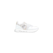 Liu Jo women sneakers white beige with mesh upper glossy synthetic overlays and silver logo casual shoes