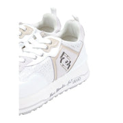 Liu jo women sneakers white polyurethane casual shoes with mesh and synthetic overlays and silver logo patch