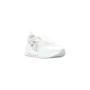 Liu jo women sneakers white casual shoes with mesh and synthetic leather upper and silver logo patch on the side