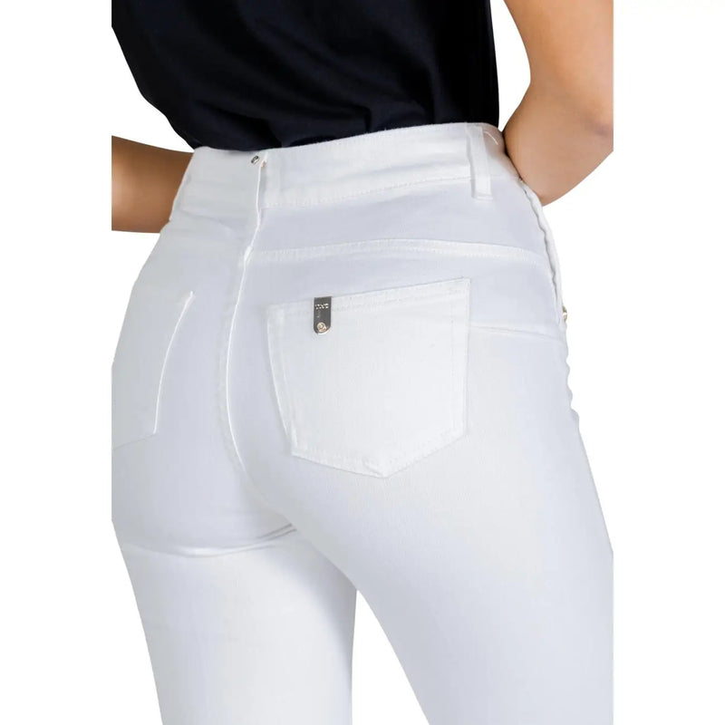Liu Jo Weiße, hochgeschnittene Skinny-Jeans aus Baumwolle für Damen mit schmaler Passform und dezenten Ziernähten.