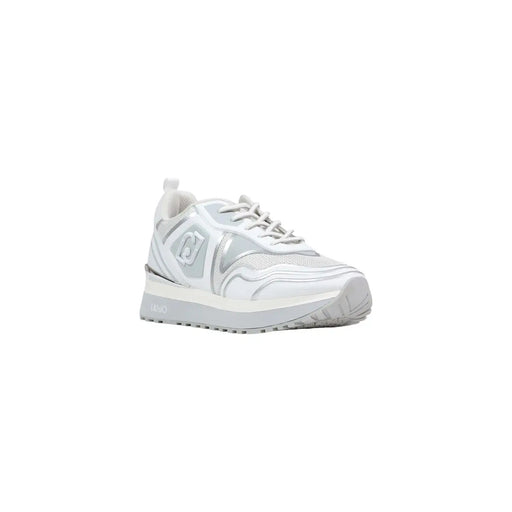 Liu Jo Weiße Damen-Sneaker Maxi Wonder aus Kunstleder mit silbernen Mesh- und Synthetik-Overlays und klobiger Sohle