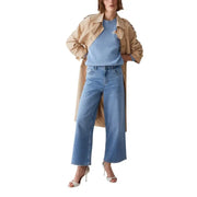 Liu Jo women’s light blue cotton elastane wide-leg denim trousers with straight cut and classic stitching for spring summer