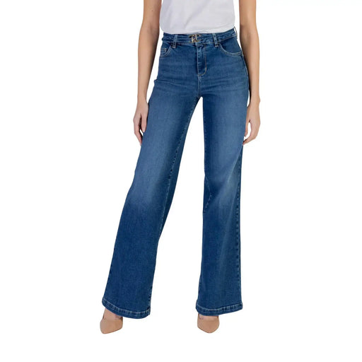 Liu Jo womens blue cotton stretch flare jeans high waist five-pocket