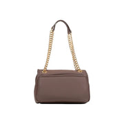 Brown leather shoulder bag with gold chain strap from Love Moschino for women