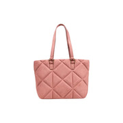 Pink quilted tote bag with two top handles from Love Moschino Pink Suede Handbag collection