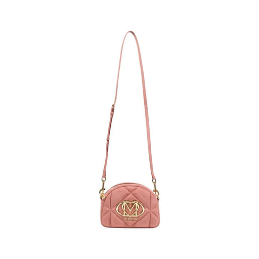 Pink quilted faux leather shoulder bag with gold-tone hardware from Love Moschino
