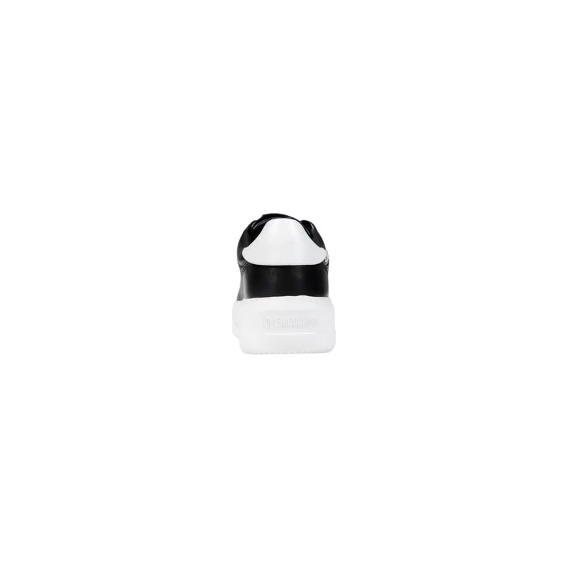 Love Moschino women black and white platform sneakers with glossy synthetic finish for stylish casual wear