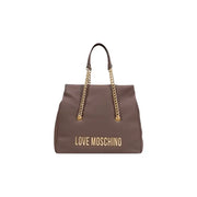 Brown tote bag with gold chain straps from Love Moschino Women’s Black Polyurethane Handbag
