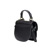 Love moschino women black polyurethane handbag with curved top handle and adjustable shoulder strap, 21x17x8 cm