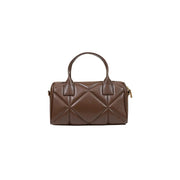 Brown quilted leather love moschino handbag with diamond pattern and gold-tone hardware 26x15cm polyurethane model