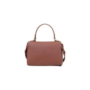 Love Moschino women brown structured leather handbag with top handle and detachable shoulder strap W27 polyurethane