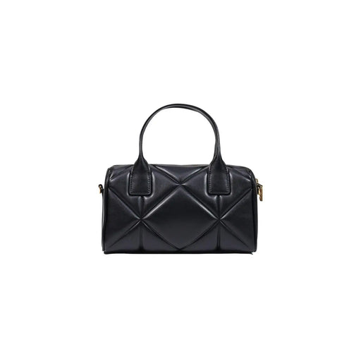 Schwarzes gestepptes Leder Love Moschino Damenhandtasche mit goldfarbenen Beschlägen aus Polyurethan, 26 cm breit
