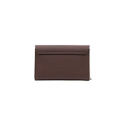 A sleek minimalist brown polyurethane Love Moschino women handbag clutch with subtle sheen and clean edge stitching